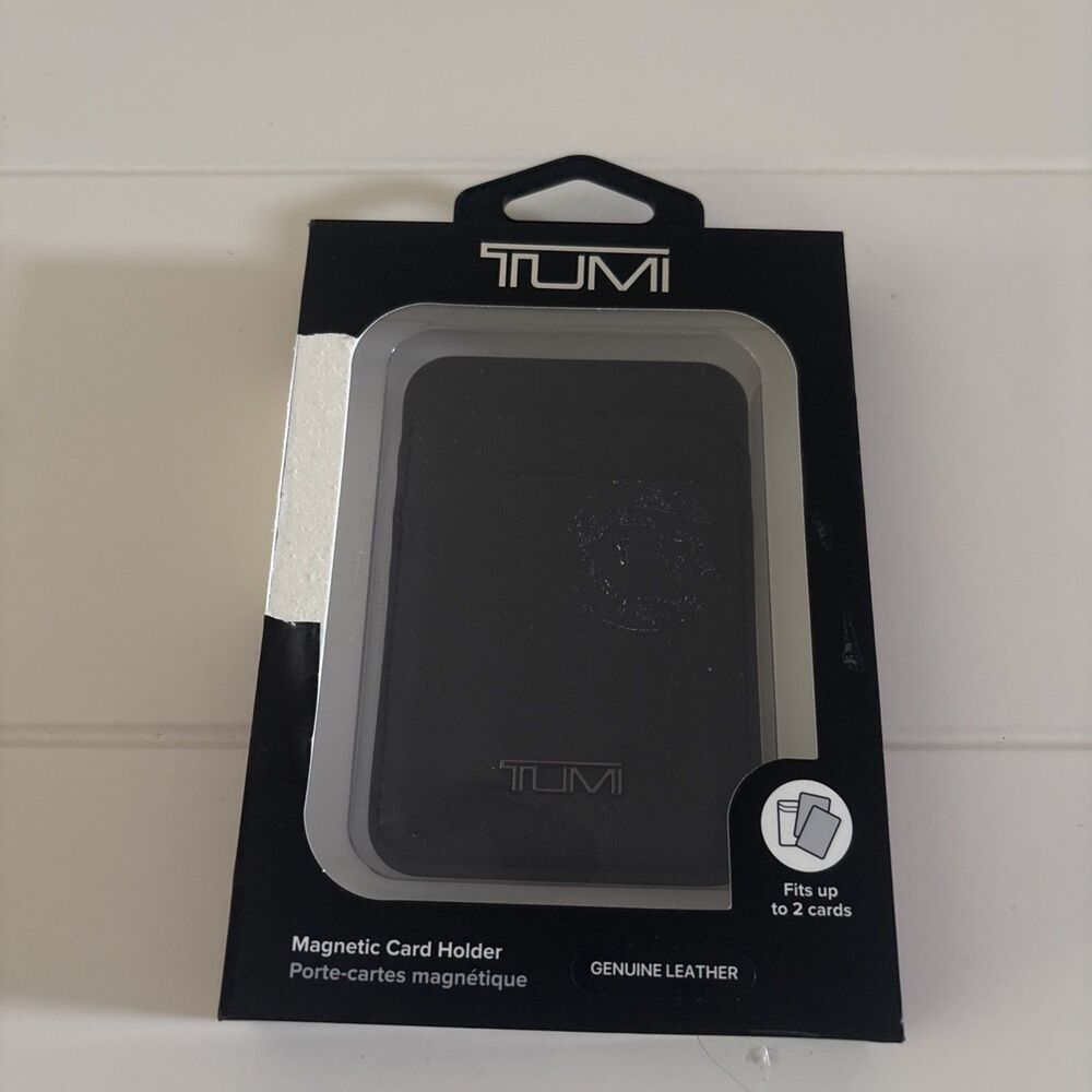 Tumi Card Holder Wallet Mag-safe Black Leather Magnetic Card Holder